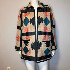 Handmade Lightweight Patchwork Spring Jacket in Black, Tan and Pink - One Size